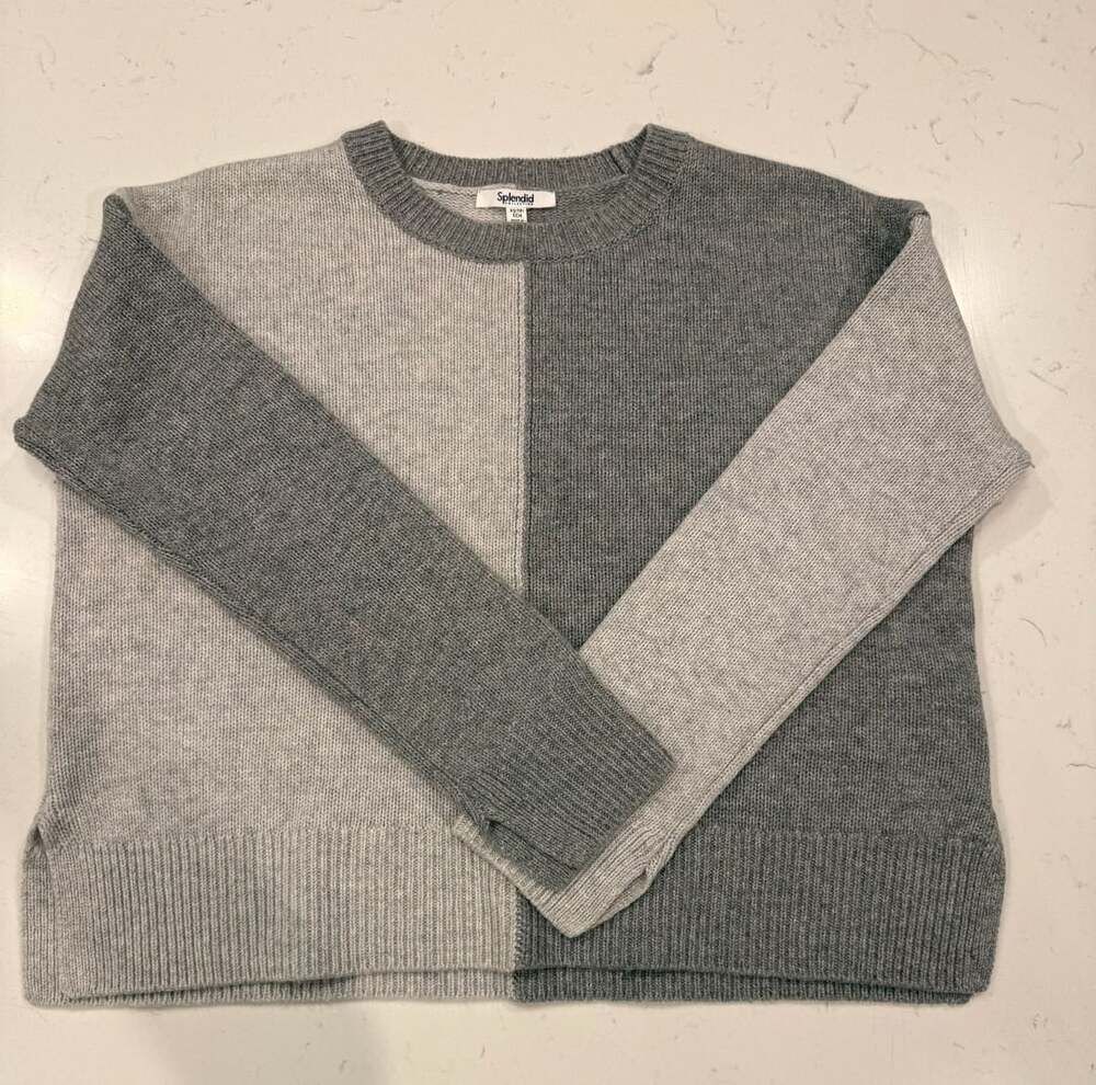 Splendid Wool Cashmere Colorblock Sweater Size XS Gray